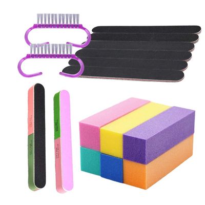 1 Set Polishing File Nail Block Nail Art Tools Buffing Block Mini Nail Brush Nail File kit Cleaning Tool Nail Emery Board Cleaning Kits Nail Tools Sanding Stripe Rectangle Buffer