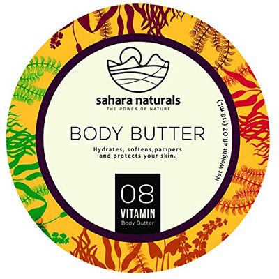 Sahara Naturals Vitamin Body Butter an All Natural, Ultra-Soft and Deliciously Fragrant Skin Care Body Cream and Facial Moisturizer 4oz