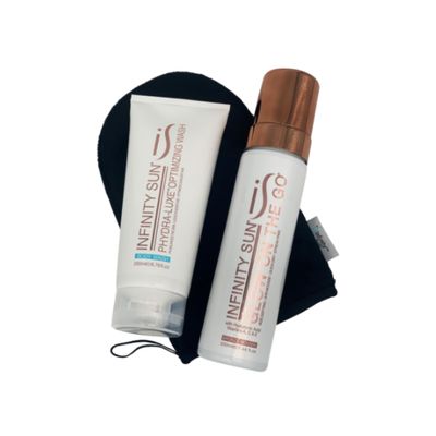 Infinity Sun, New Glow Pure Box, Sunless Tanning, Glow on the Go Mousse, for a Long Lasting Tan, 3 Piece Kit