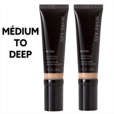 2 PCS MARY KAY CC CREAM SUNSCREEN BROAD SPECTRUM SPF 15 1 FL. OZ.MEDIUM TO DEEP