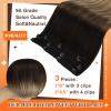 Full Shine Balayage Clip in Hair Extensions 12 Inch Hair Extensions Clip in Balayage Off Black Fading to Brown with Medium Blonde Remy Hair for Short Hair 3 PCS 60 Grams view 2