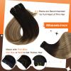 Full Shine Balayage Clip in Hair Extensions 12 Inch Hair Extensions Clip in Balayage Off Black Fading to Brown with Medium Blonde Remy Hair for Short Hair 3 PCS 60 Grams view 3