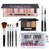 All in One Makeup Kit, Includes 12 Colors Naked Eyeshadow Palette, 5Pcs Makeup Brushes, Waterproof Eyeliner Pencils, Eyebrow Powder and Quicksand Cosmetic Bag, Gift Set for Women, Girls & Teens view 1