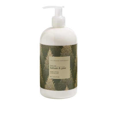 Hillhouse Naturals Fresh Cut Balsam & Pine 16oz Hand Lotion. With a hint of cinnamon that pairs magically to capture the essence of the holiday season. Made in the USA