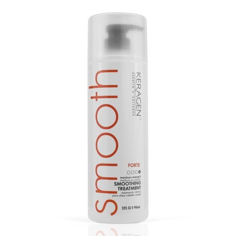 Keragen Brazilian Smoothing Keratin Hair Treatment | Sulfate-Free Blowout System for Dry, Damaged, Curly, or Frizzy Hair | Forte Formula | Medium to Coarse Hair | 32 Oz