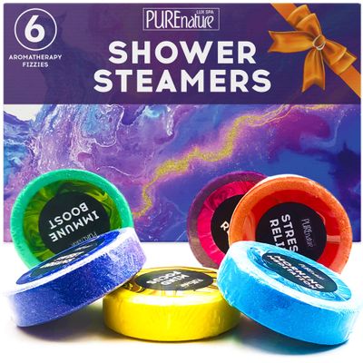 Aromatherapy Shower Steamers Set - Six Uplifting Relaxing Scents for Stress Relief - Perfect Self Care, Spa Experience for Women and Men - Ideal for Christmas Stocking Stuffers and Relaxation Gifts