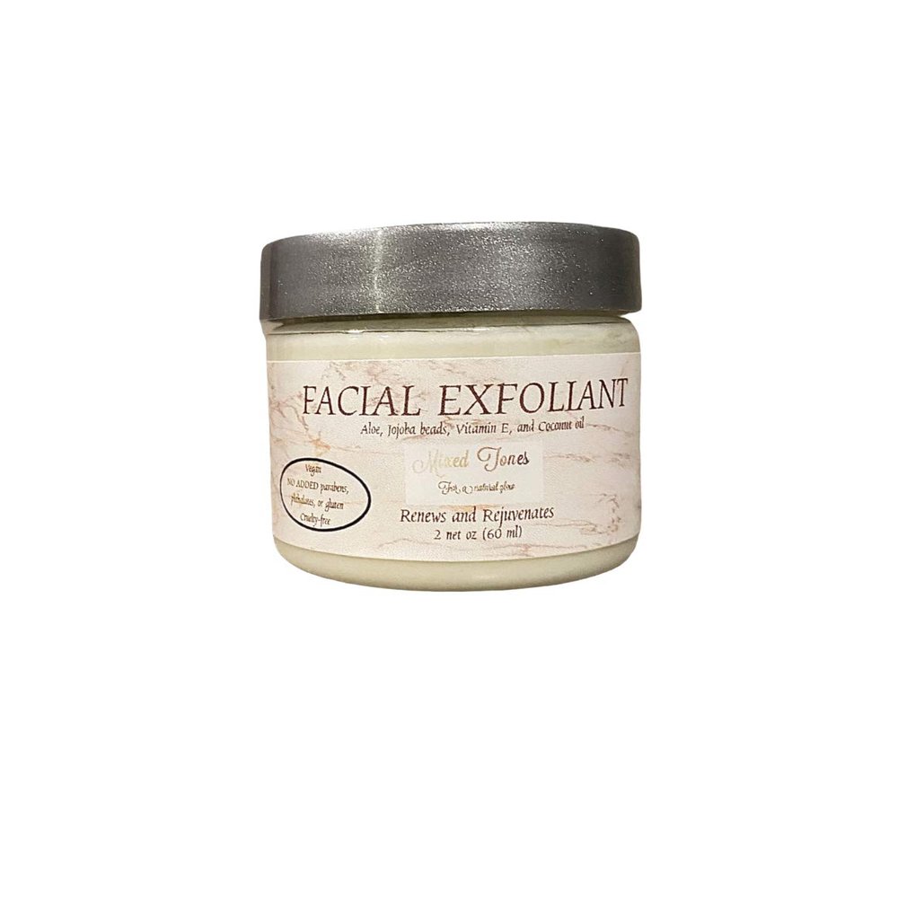 Mixed Tones Facial Exfoliant - Cruelty Free (Leaping Bunny Certified), Vegan, No added parabens, phthalates, or gluten - Naturally exfoliates with jojoba beads, Increases collagen production and reduces inflammation, Reduces pores, AHAs, Natural ref