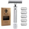 Safety Razors for Men Double Edge Safety Razor for Shaving - Razors for Men Reusable Stainless Steel Manual Cut Throat Single Blade Razor Navajas Para Barbero- 5 Shaving Blades By Krisp Beauty view 1