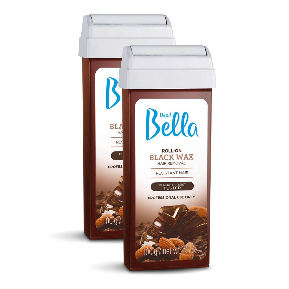 Depil Bella Brazilian Roll On Wax Black Depilatory | Body Waxing, Hair Removal Wax-Cartridge | For Men and Women | Home Self Waxing | Sensitive Skin | Dermatologically Tested | Painless (2 PACK)