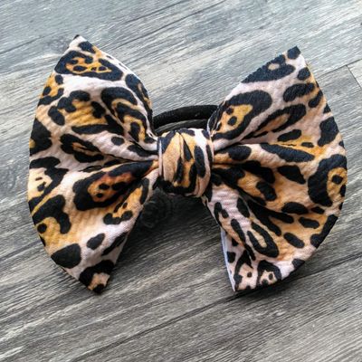 Cheetah print bullet hair bow