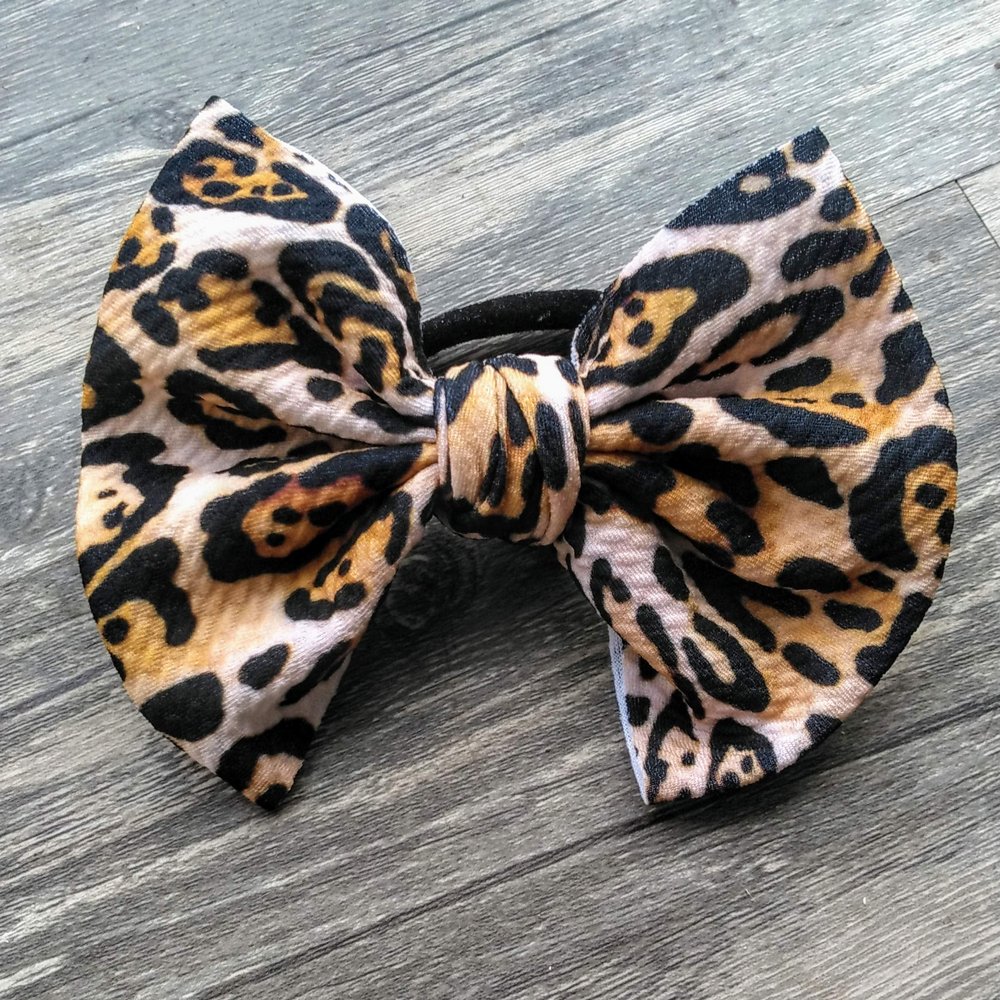 Cheetah print bullet hair bow