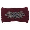 JKPOWER Women Sequin Knitted Hairband Flower Rhinestone Beaded Ear Warmer Wide Head Wrap Hair Band Milky White view 4