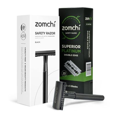 Black Razors for Men or Women+100 Counts Safety Razor Blades
