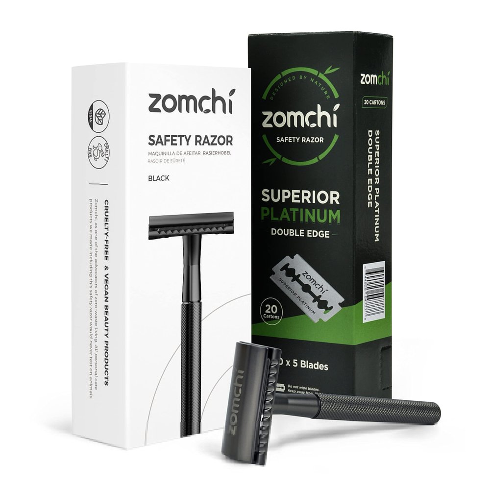 Black Razors for Men or Women+100 Counts Safety Razor Blades
