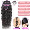 100% Human Hair Drawstring Ponytail Extension Water Wave for Women Natural Black Brazilian 10A Hair Clip in Corn Wave Ponytail Hairpiece 20 Inch view 4