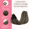 GOO GOO Tape in Hair Extensions Human Hair, 1B/19/1B Natural Black to Light Blonde, 16inch 50g 20pcs, Skin Weft Seamless Invisible, Silky Straight with Thick Ends, Remy Human Hair view 2