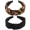 KICOSY 2PCS Headbands for Women Leopard Headband Knotted Headband for Girls Fashion Wide Headband Non Slip Hairband Elastic Hair Accessories(Black, Leopard) view 1