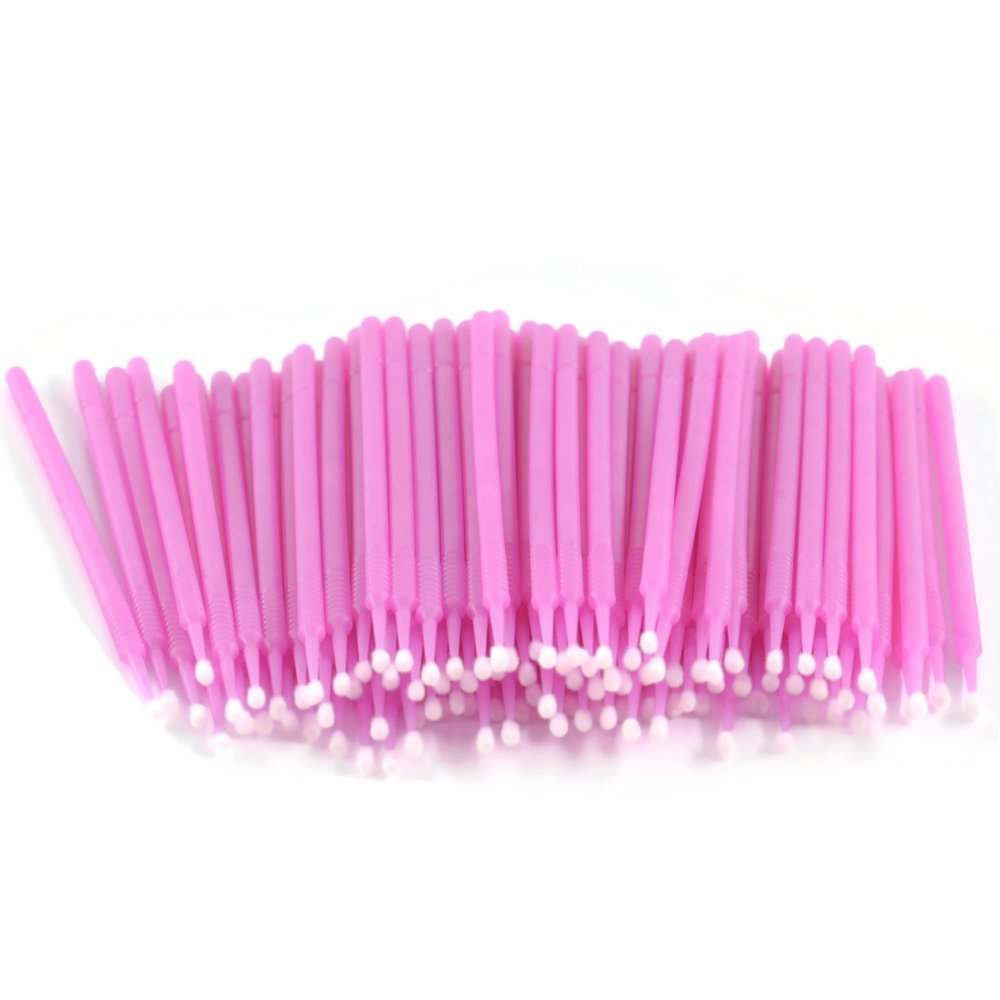Disposable Micro Applicator Micro Brush for Makeup, Eyelash Extension, Lash and Mascara Application for Personal Care (100 Count (Pack of 1), Pink (M))