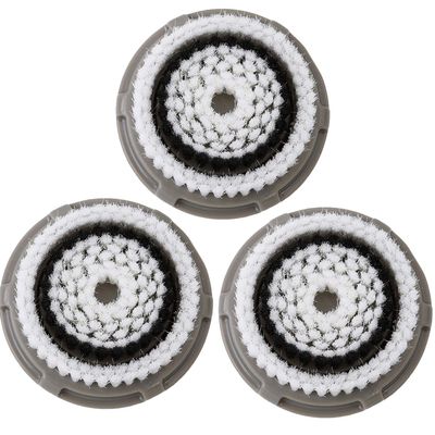 Facial Cleansing Brush Heads Replacement, Facial Cleansing Brush Head, Normal Facial Brush Heads, for Acne Prone, Clogged, Enlarged Pore Skins (3Pack/Grey)