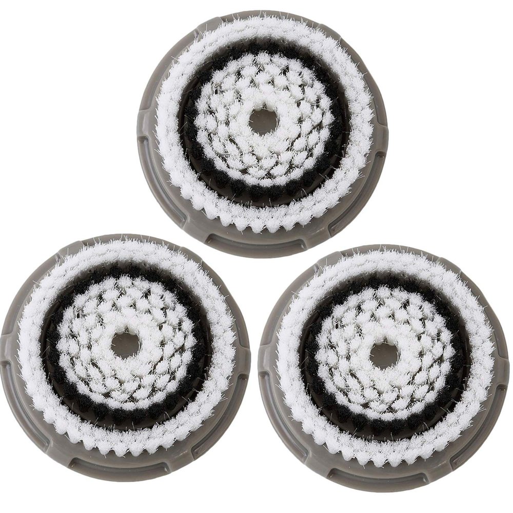 Facial Cleansing Brush Heads Replacement, Facial Cleansing Brush Head, Normal Facial Brush Heads, for Acne Prone, Clogged, Enlarged Pore Skins (3Pack/Grey)