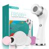 VOGOE Facial Cleansing Brush Rechargeable, Spin Face Wash Brush IPX7 Waterproof Electric Face Scrubber Exfoliator, 3 Speeds & 5 Brushes for Cleansing and Exfoliating, White view 1