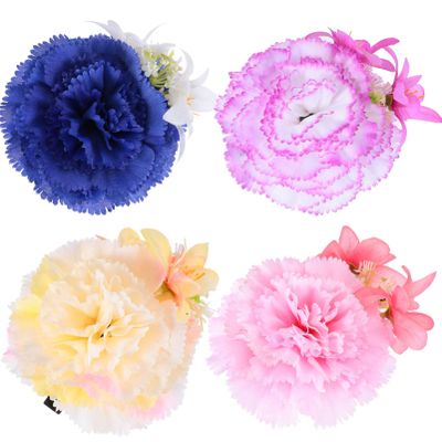 Wedding Hair Clip 4Pcs Artificial Hair Clips Carnation Hairpin Floral Hair Barrette Hair Accessories Valentines Day for Bridal Wedding Costume 4 Colors Bride Hair Clip