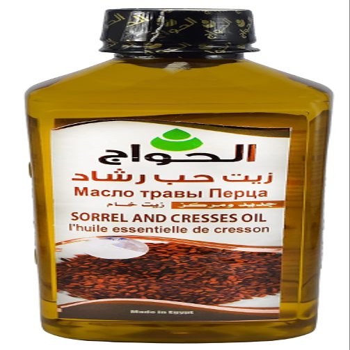 Pure & Natural Cresses Cress Seed Seeds Oil Cold Pressed Al Hawaj Elhawag El Hawag Natural Concentrated Crude Perfect Fresh For Body & Skin & Hair (1 Pack = 17.64 oz / 500 ml)