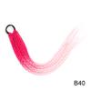 12 Strands/Pcs Ponytail With Rubber Band Ring Braiding Hair Extensions 24" Ombre Colorful Pink Blue Synthetic Box Braid Ponytail 4PC B40# view 2