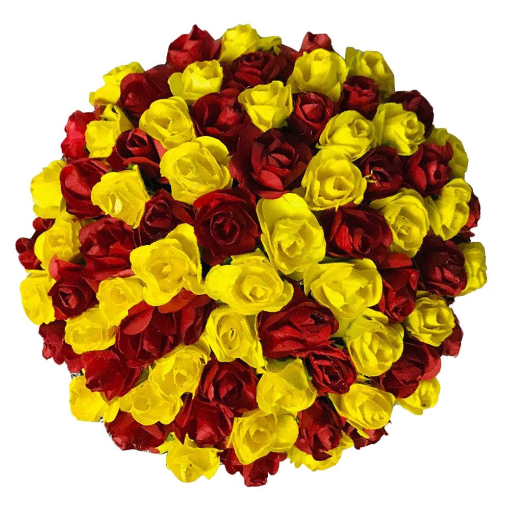 Hair Bun Gajra Flower Artificial Juda Accessories for Women in Yellow & Maroon Color Pack of 1