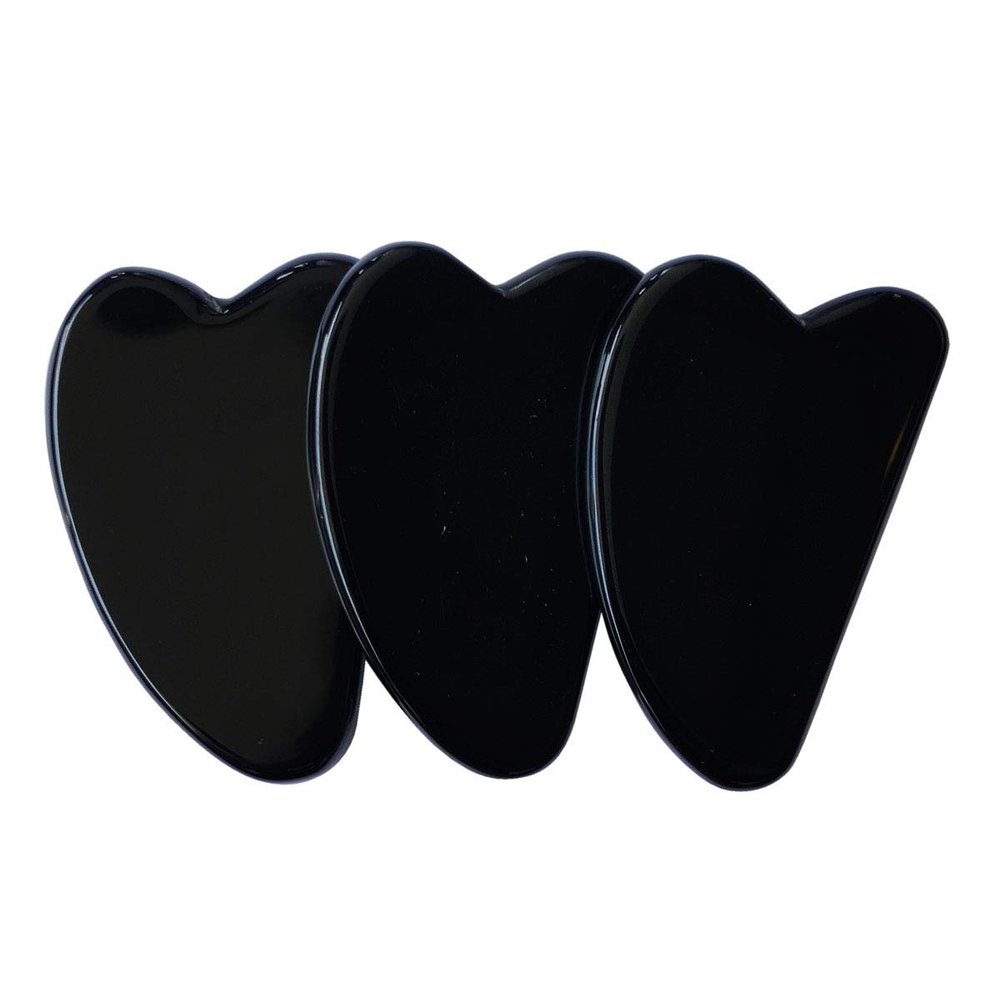 Shubhanjali Black Obsedian Gua Sha Tool,Jade Guasha Board,Gua Sha SPA Massage,Gua Sha face massage tool,Skin Care Healing Equipment,Gua Sha SPA Face,Gua Sha Scraping Massage Tool For Face (Pack of 3)