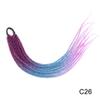 12 Strands/Pcs Ponytail With Rubber Band Ring Braiding Hair Extensions 24" Ombre Colorful Pink Blue Synthetic Box Braid Ponytail 2PC C26# view 2