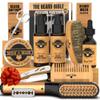 Beard Straightener Grooming Kit for Men, Beard Growth Kit, Wash, Brush & Comb, Unscented Growth Oil, All Natural Sandalwood Balm, Conditioner, Razor & Scissors, Great Gift Idea for Men's (Bamboo) view 1
