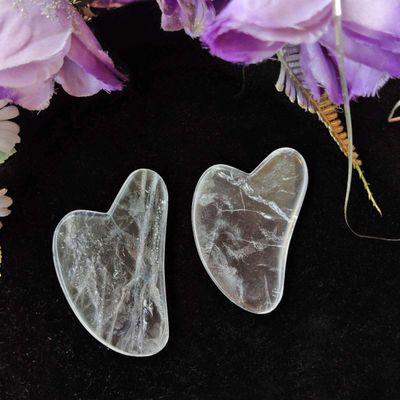 Shubhanjali Clear Quartz Gua Sha Tool,Jade Guasha Board,Gua Sha SPA Massage,Gua Sha face massage tool,Skin Care Healing Equipment,Gua Sha SPA Face,Gua Sha Scraping Massage Tool For Face (Pack of 2)