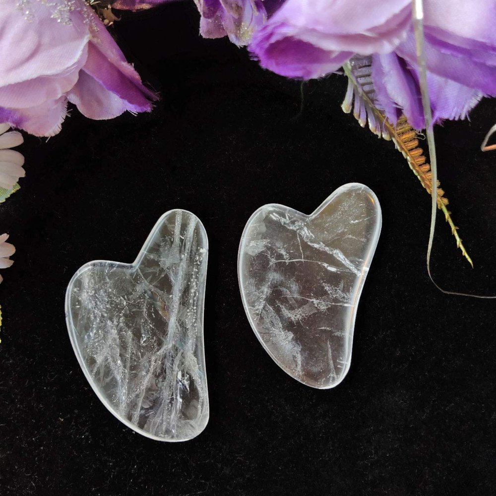 Shubhanjali Clear Quartz Gua Sha Tool,Jade Guasha Board,Gua Sha SPA Massage,Gua Sha face massage tool,Skin Care Healing Equipment,Gua Sha SPA Face,Gua Sha Scraping Massage Tool For Face (Pack of 2)