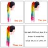12 Strands/Pcs Ponytail With Rubber Band Ring Braiding Hair Extensions 24" Ombre Colorful Pink Blue Synthetic Box Braid Ponytail 4PC D3# view 3