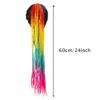 12 Strands/Pcs Ponytail With Rubber Band Ring Braiding Hair Extensions 24" Ombre Colorful Pink Blue Synthetic Box Braid Ponytail 4PC D3# view 4