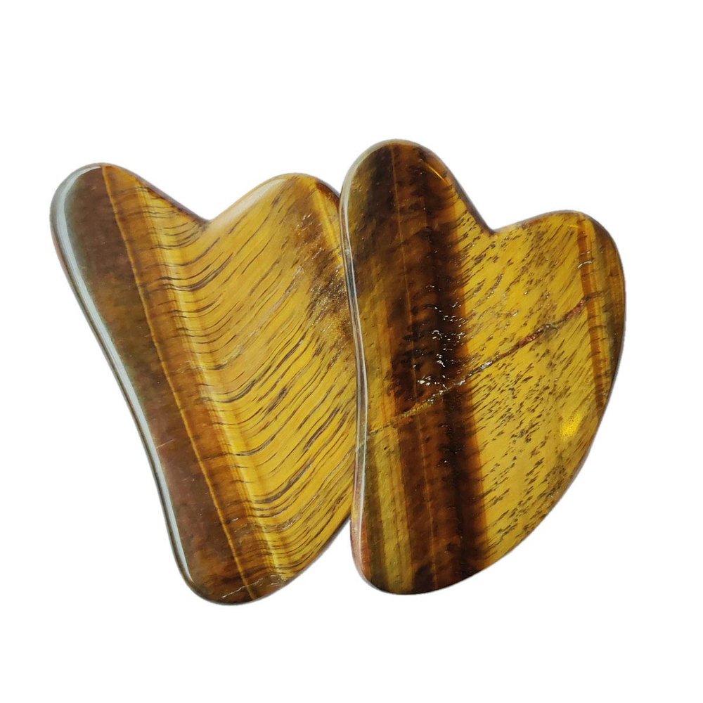 Shubhanjali Tiger Eye Gua Sha Tool,Jade Guasha Board,Gua Sha SPA Massage,Gua Sha face massage tool,Skin Care Healing Equipment,Gua Sha SPA Face,Gua Sha Scraping Massage Tool For Face (Pack of 2)