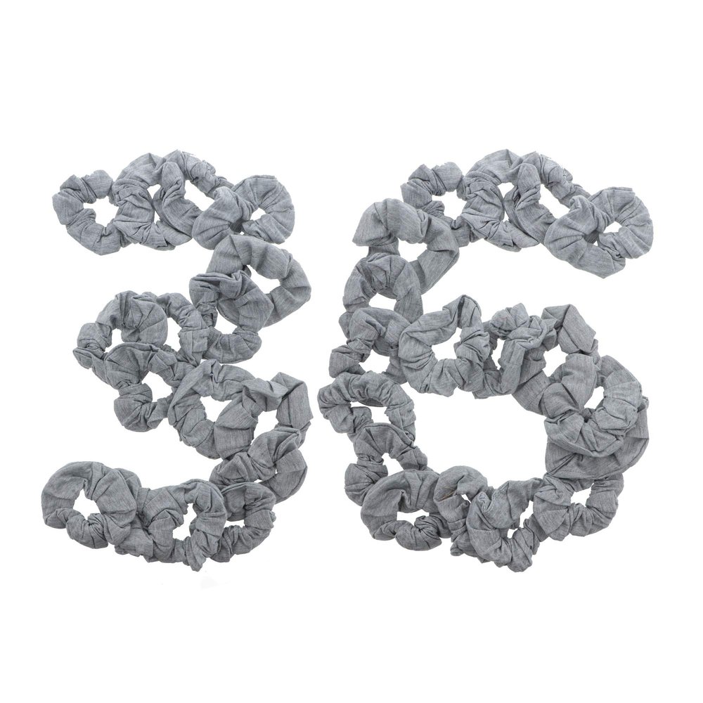 36 Pcs Solid Hair Scrunchies - Heather Grey