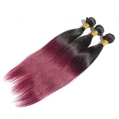 16-26 Inch Ombre Straight Hair Burgundy #1B/99J. Ombre Makes It Fun To Be Double-Minded! This Two-Toned Silky Straight Burgundy HairIs A Must Wear! (18" Ombre Straight Hair)
