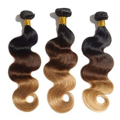 16-26 Inch Ombre Body Wavy Hair 3-Toned #1B/4/27. This Ombre Is A Triple-Threat! This Three-Toned Body Wave HairIs A Must Wear! (20" Ombre Body Wave)