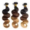 16-26 Inch Ombre Body Wavy Hair 3-Toned #1B/4/27. This Ombre Is A Triple-Threat! This Three-Toned Body Wave HairIs A Must Wear! (20" Ombre Body Wave) view 1