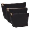 Glamlily 3 Piece Black Makeup Bag Set for Women, Nylon Zipper Cosmetic Pouch Organizers for Travel, Toiletries (3 Sizes) view 1