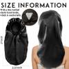 2Pcs Long Satin Bonnet Sleep Cap,Extra Large Braids Bonnets for Sleeping,Long Hair,Soft&Comfortable Elastic Band Bonnets for Women Night Sleep,Hair Bonnets for Women Satin (Black+Green Pattern) view 2