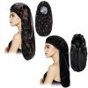 2Pcs Long Satin Bonnet Sleep Cap,Extra Large Braids Bonnets for Sleeping,Long Hair,Soft&Comfortable Elastic Band Bonnets for Women Night Sleep,Hair Bonnets for Women Satin (Black+Green Pattern) view 3