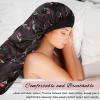 2Pcs Long Satin Bonnet Sleep Cap,Extra Large Braids Bonnets for Sleeping,Long Hair,Soft&Comfortable Elastic Band Bonnets for Women Night Sleep,Hair Bonnets for Women Satin (Black+Green Pattern) view 4