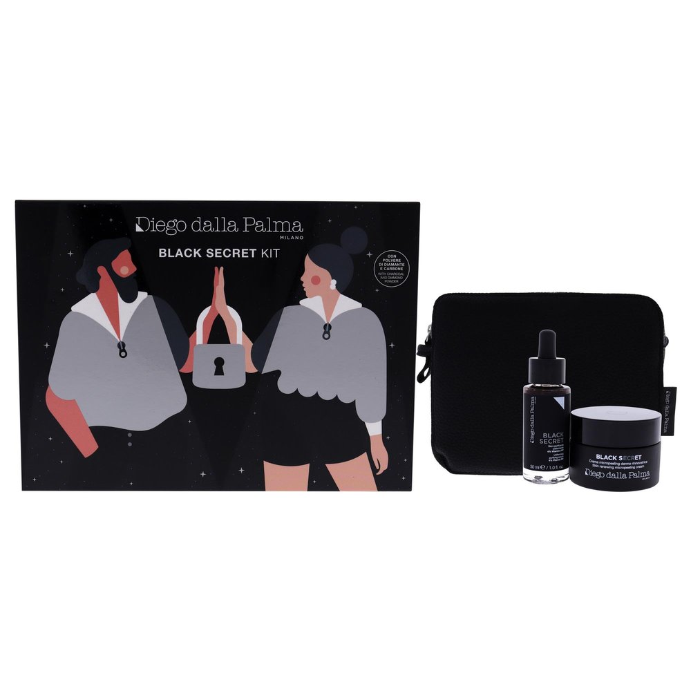 Diego Dalla Palma Black Secret Kit, 3 Pc, 1.7 oz Micropeeling Cream, 1 oz Serum Bag
