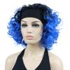 Lydell 12" Super Curly Wigs Ombre Black Blue Hair Synthetic Headband Wigs (1+BLUE) view 3