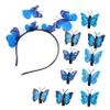 Beaupretty 11pcs Butterflies Headband Hairclip Sets 3D Fascinator Butterfly Headwear Decoration for Women Girls Party Wedding DIY Hair Acccessory (Blue) view 1
