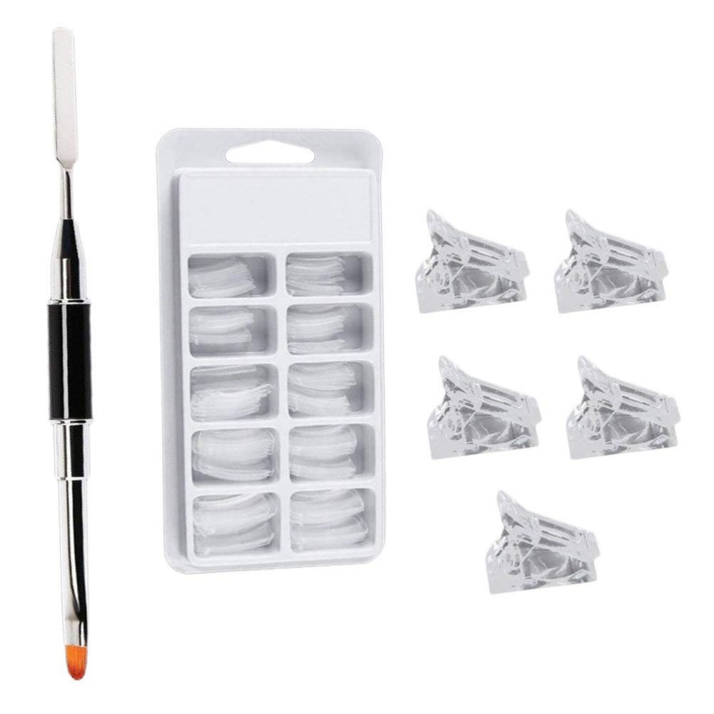 Beaupretty 1set Nail Art Dual-ended Brush Pen Nail Extension Mold Clips for Manicure Kit for Home Salon Use