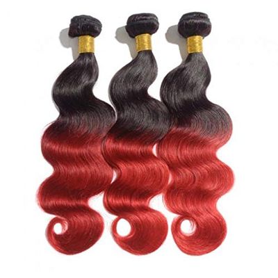 16-26 Inch Ombre Body Wavy Ombre Hair #1B/Red. Ombre Makes It Fun To Be Double-Minded! This Two-Toned Body Wave Red Hot HairIs A Must Wear! (18" Ombre Body Wave)